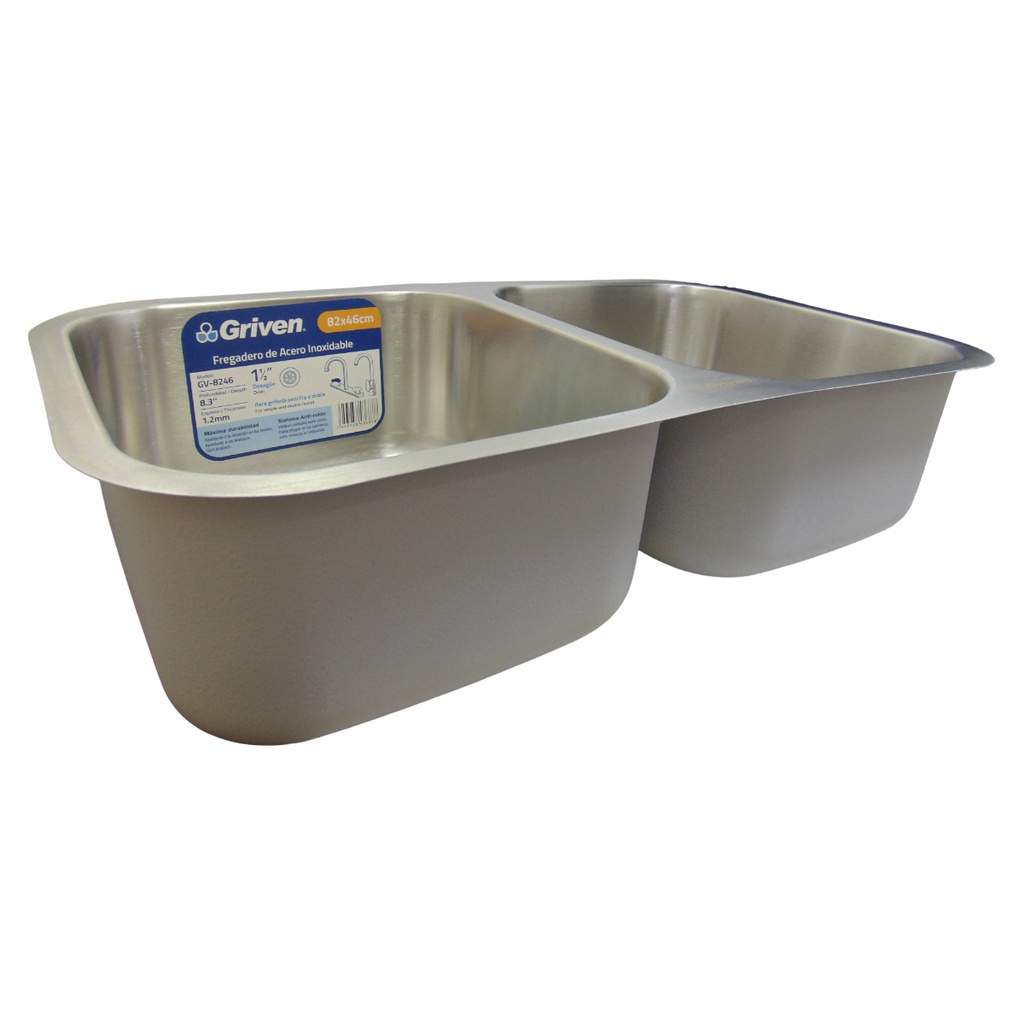 FREGADERO DE SOBREPONER 82X46 CM DE ACERO INOXIDABLE GRIVEN