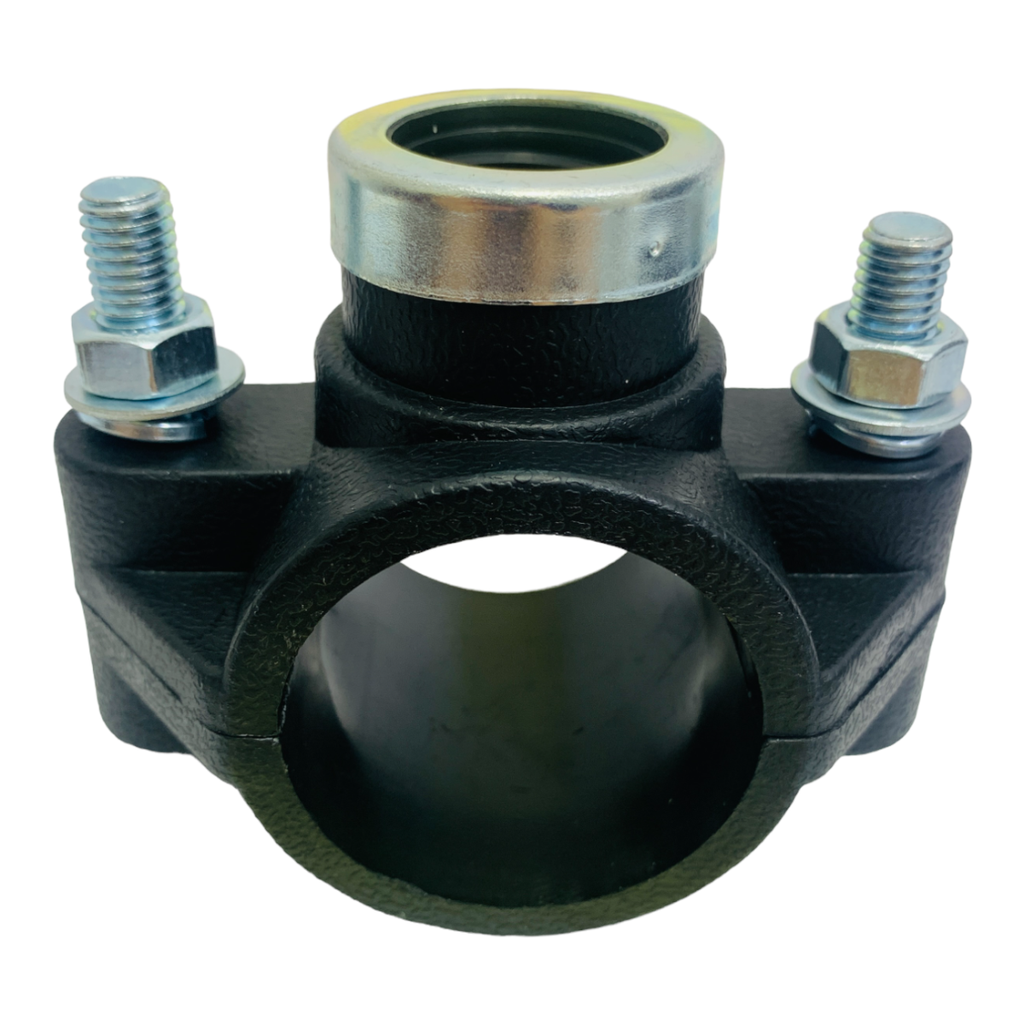 ABRAZADERA PARA RIEGO PP CON ROSCA 40MM X 1/2" TUBRICA