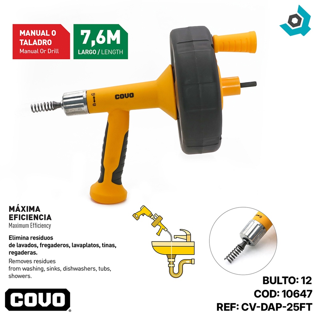 GUIA DESTAPACANO MANUAL O TALADRO 25FT COVO