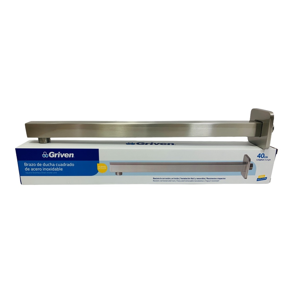 BRAZO DE DUCHA CUADRADO 40CM SATINADO GRIVEN