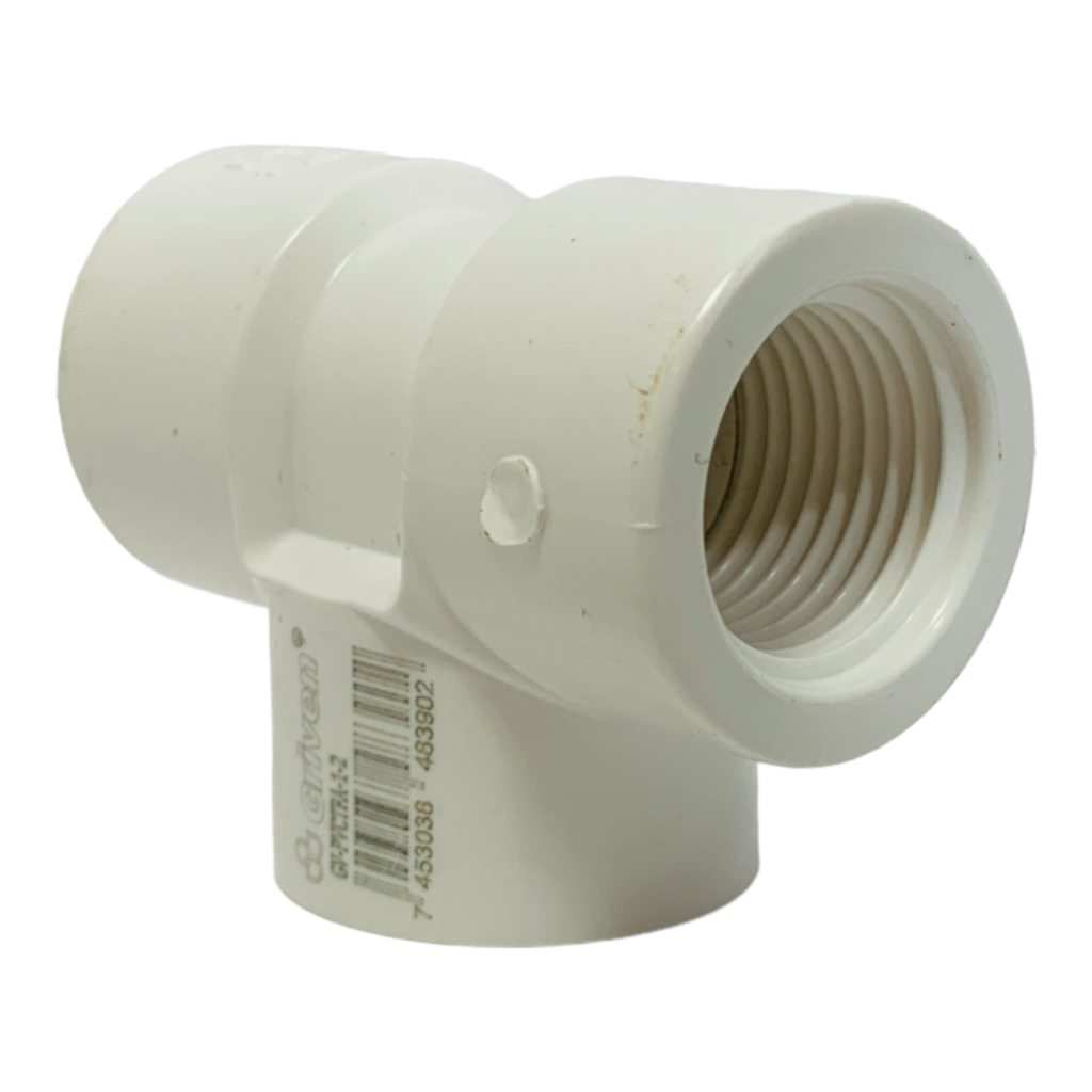 TEE SENCILLA DE PVC 1/2" CON ROSCA BLANCO GRIVEN