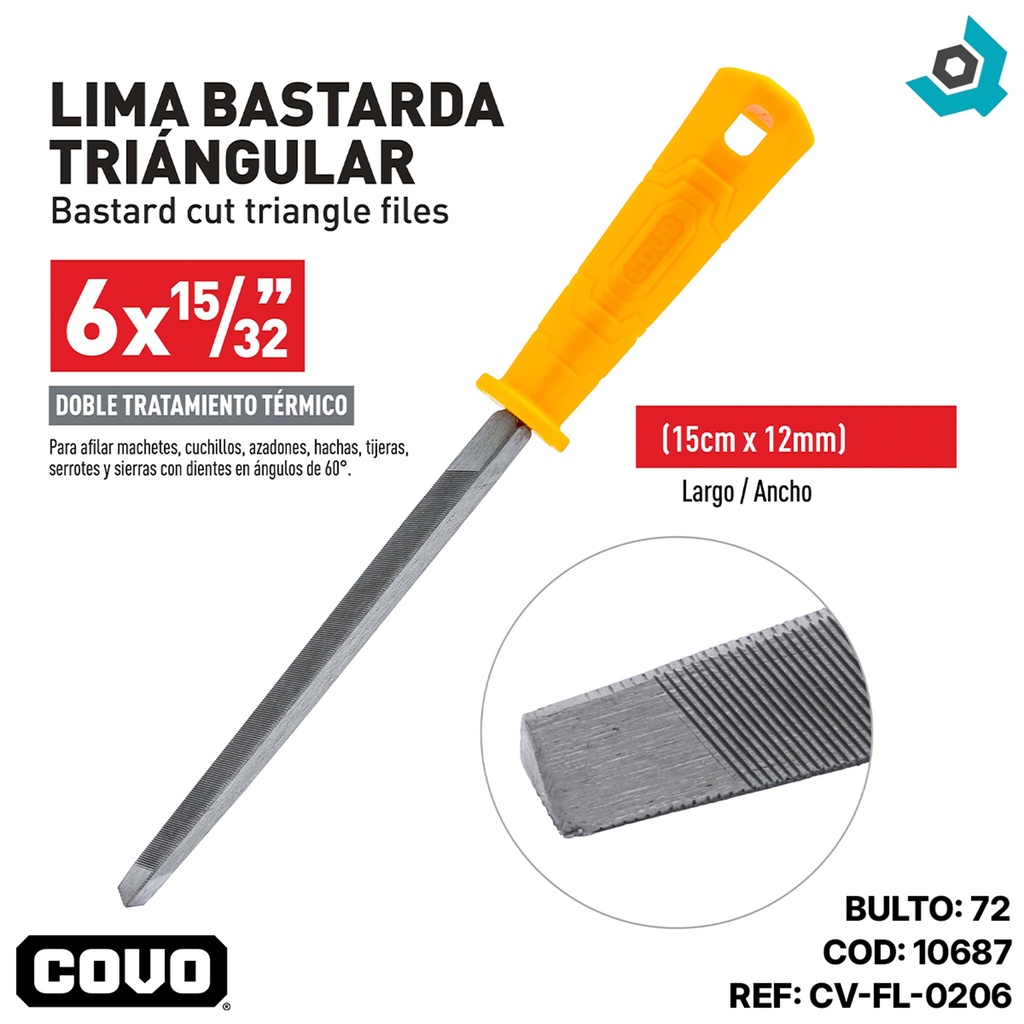 LIMA BASTARDA TRIANGULAR 6 X 15/32" COVO