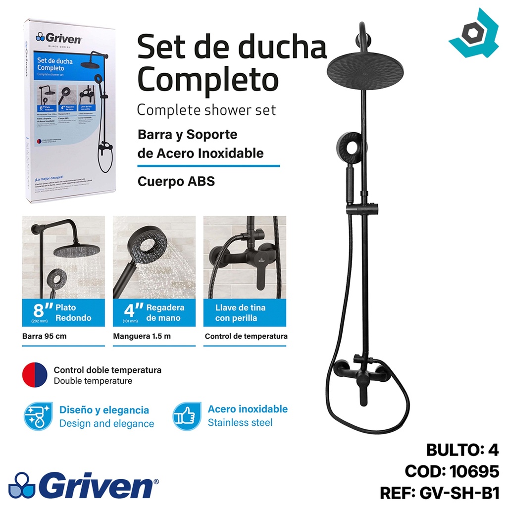 SET DE DUCHA COMPLETO GRIVEN BLACK