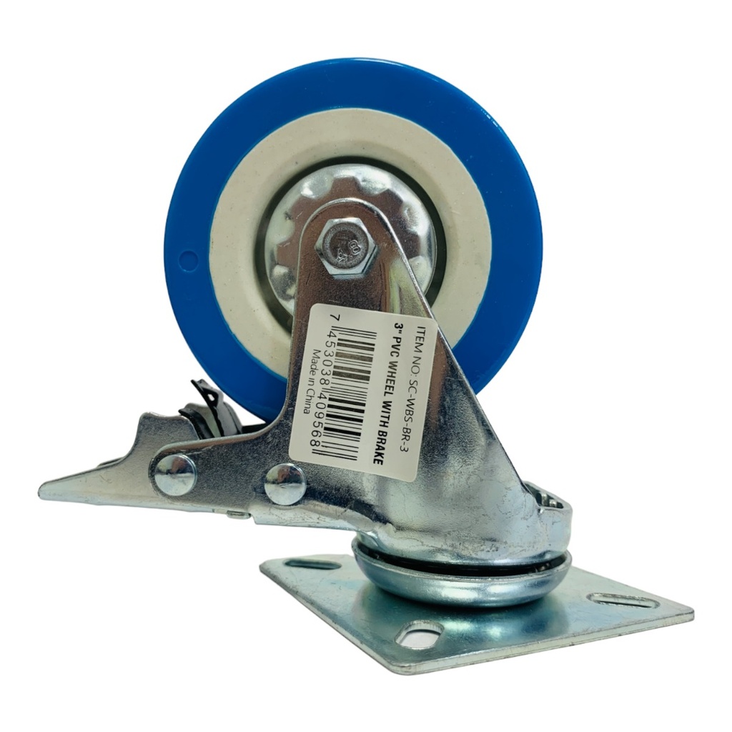 RUEDA DE PVC 3" CON FRENO SECURITY