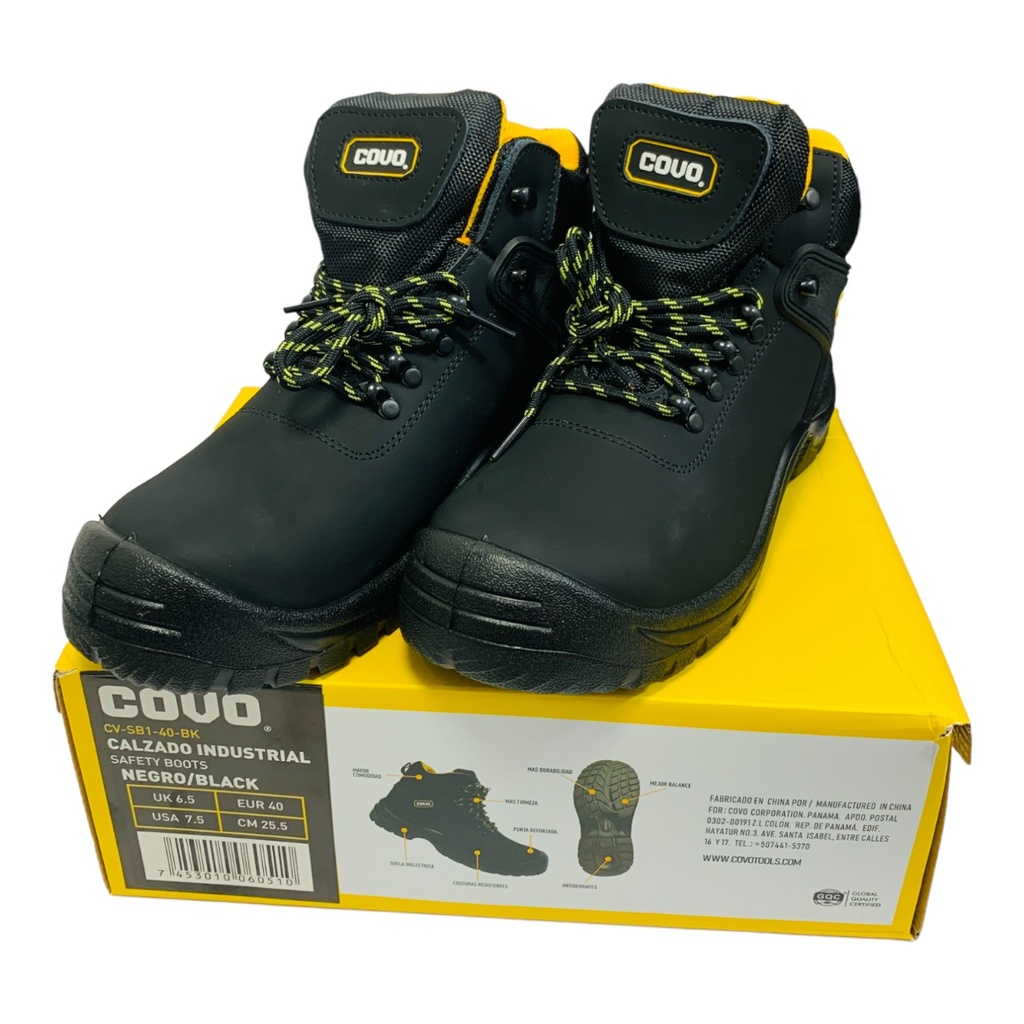 BOTAS DE SEGURIDAD NEGRAS TALLA 40 COVO