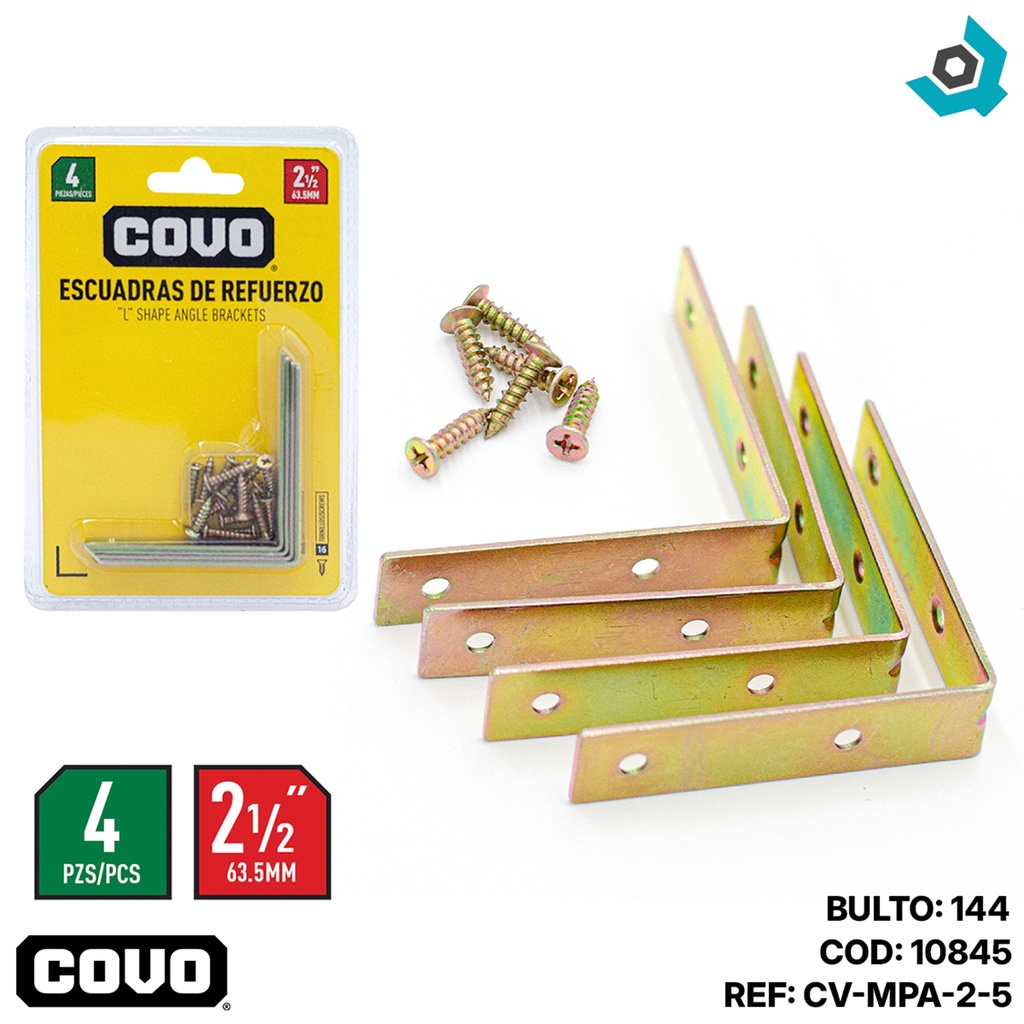 ANGULO 2 1/2" ACERO 4 PZAS COVO