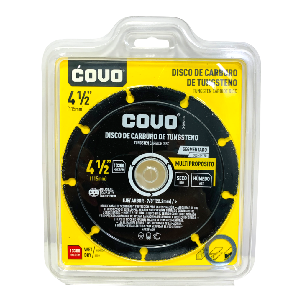 DISCO DE CARBURO DE TUNGSTENO 4 1/2" COVO