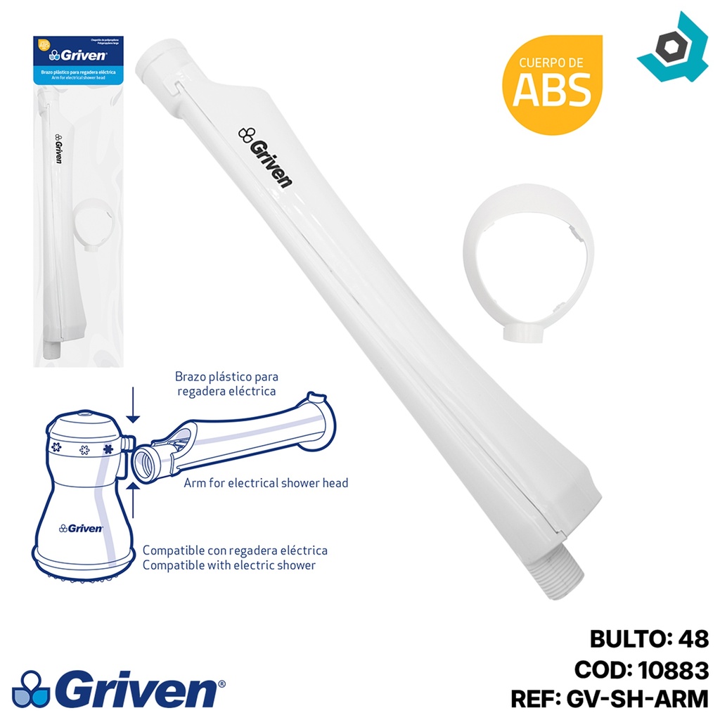 BRAZO PLASTICO PARA REGADERA ELECTRICA GRIVEN