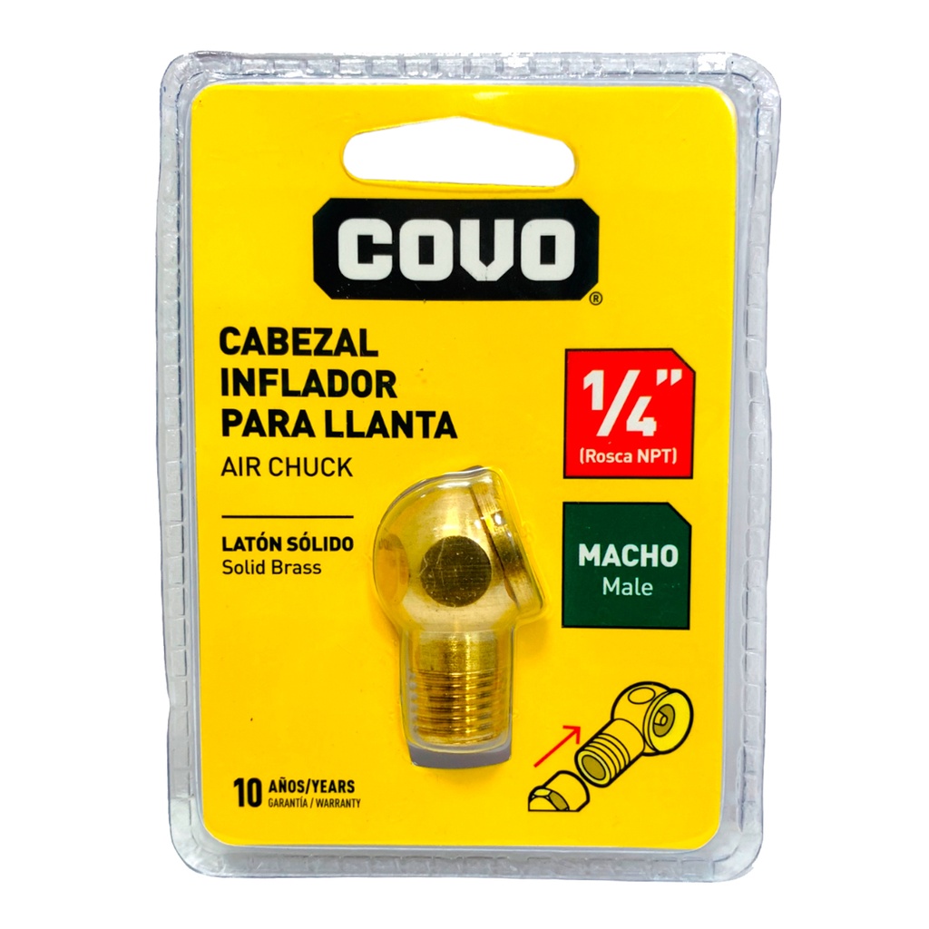 VALVULA DE LLENADO PARA NEUMATICOS 1/4" MACHO COVO
