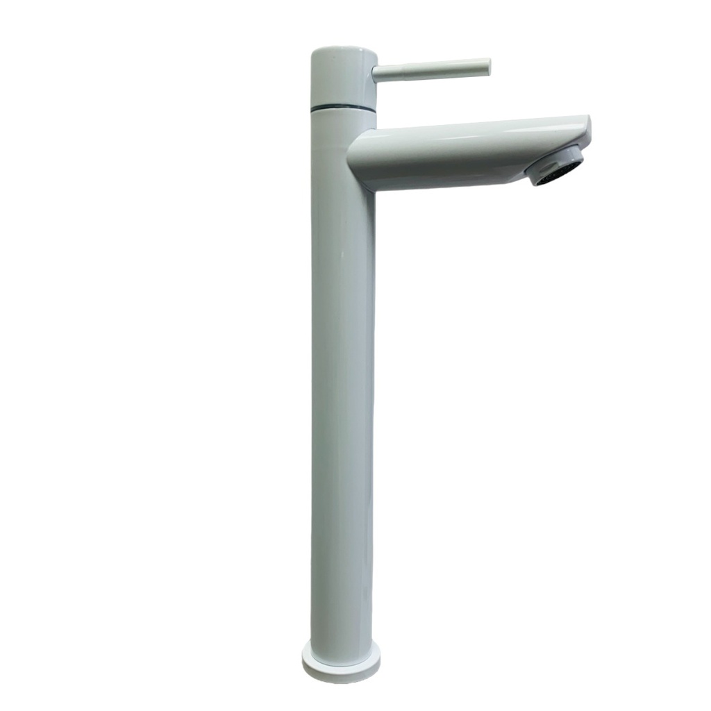 GRIFERIA PARA LAVAMANOS MONOMANDO CUELLO ALTO DELGADO BLANCO GRIVEN