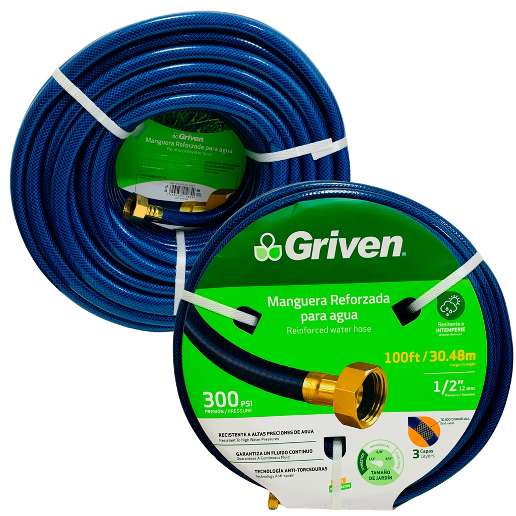MANGUERA 1/2" DE JARDINERIA REFORZADA 30.48 METROS GRIVEN