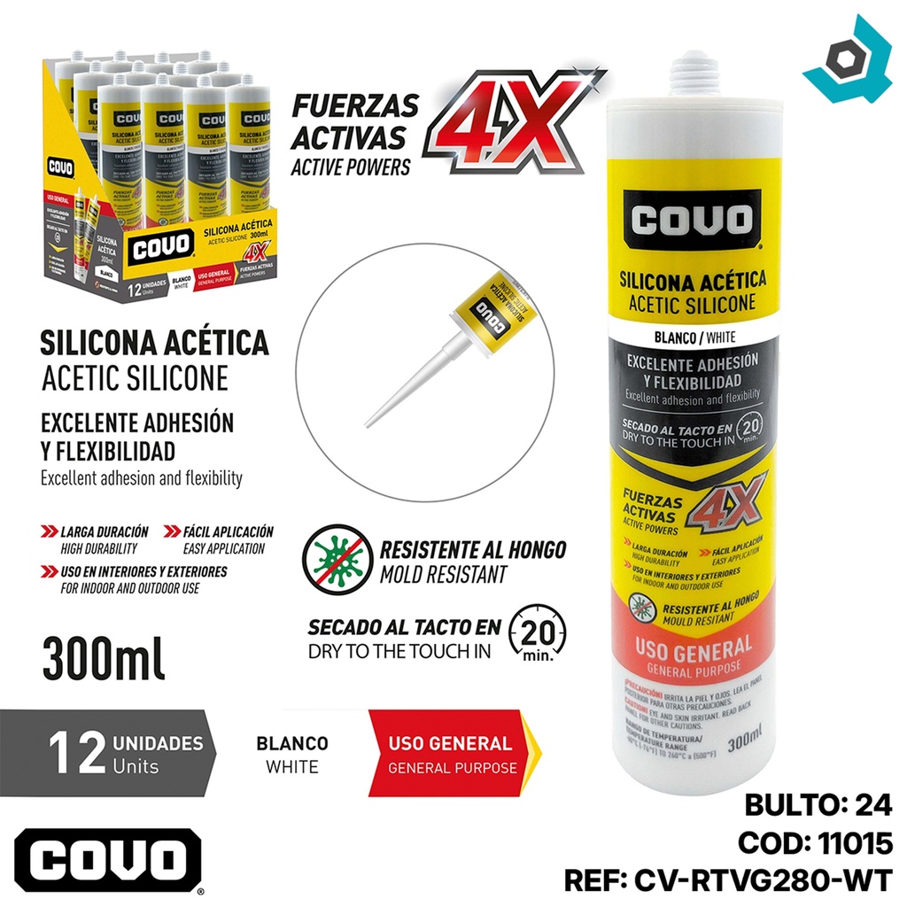 SELLADOR DE SILICONA RTV BLANCO 300ML COVO