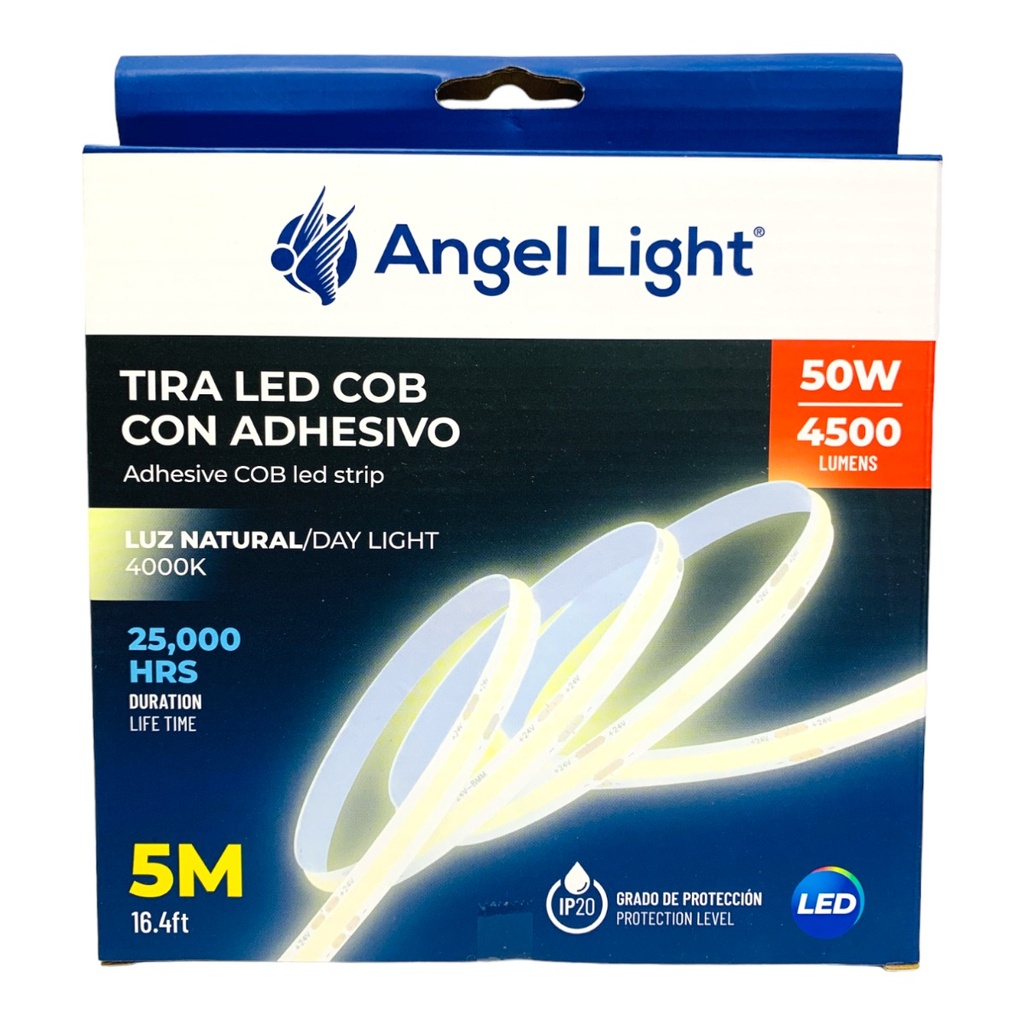 TIRA DE LUZ LED CONTINUA CON ADHESIVO LUZ NATURAL 4000K 50W 5 METROS ANGEL LIGHT