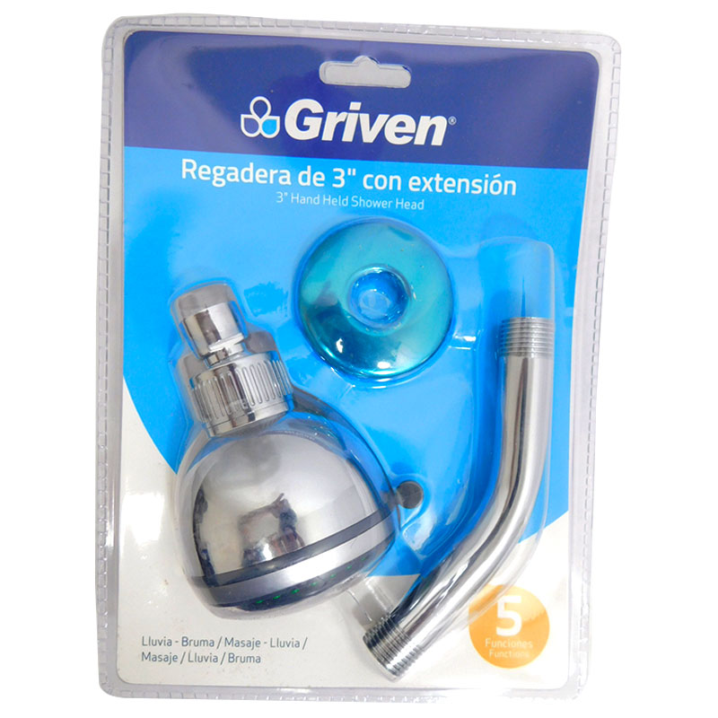 REGADERA PARA BANO 3" CON EXTENSION GRIVEN