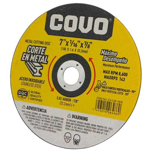[7921] DISCO PARA CORTE 7" DE METAL COVO