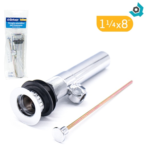 [7951] DESAGUE PARA LAVAMANOS 1 1/4" X 8" AUTOMATICO GRIVEN