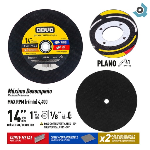 [7953] DISCO ULTRAFINO 14" DE CORTE COVO