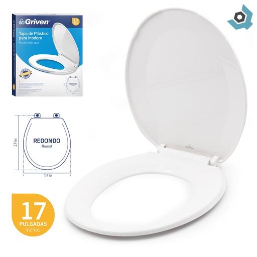[8087] ASIENTO PARA INODORO 17" BLANCO REDONDO GRIVEN