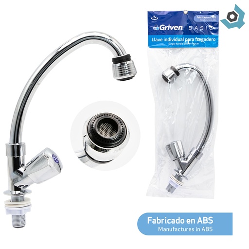 [8142] GRIFERIA PARA FREGADERO INDIVIDUAL CROMADO GRIVEN