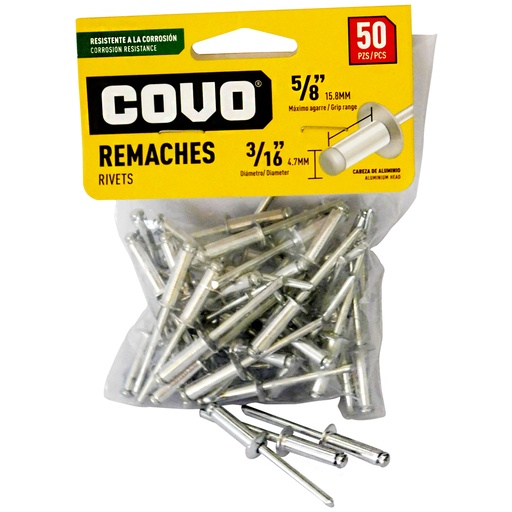 [8165] REMACHES 3/16" X 5/8" 50 PIEZAS COVO