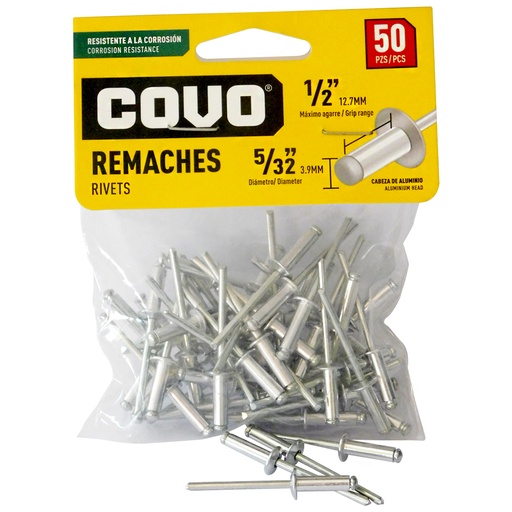 [8168] REMACHES 5/32" X 1/2" 50 PIEZAS COVO