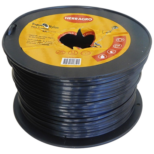 [8192] NYLON CUADRADO PARA DESMALEZADORA 100MT X 3.3MM HERRAGRO