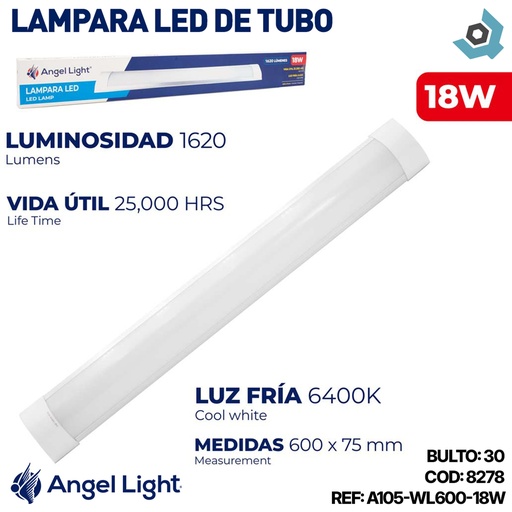 [8278] LAMPARA LED DE TUBO 18W 60CM ANGEL LIGHT
