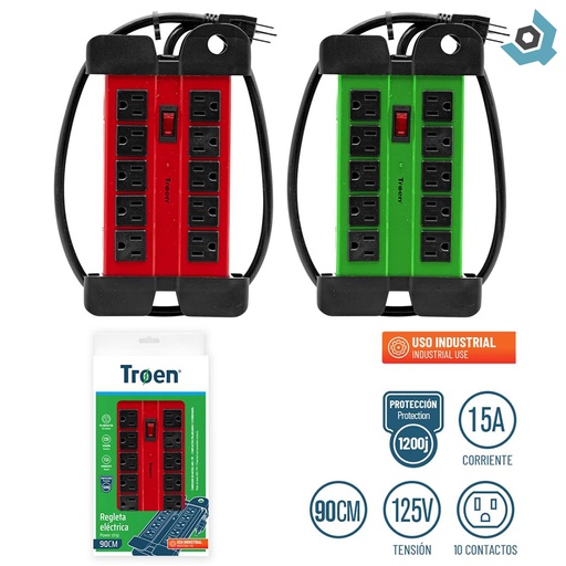 [8327] REGLETA ELECTRICA 10 TOMAS CON TIERRATROEN
