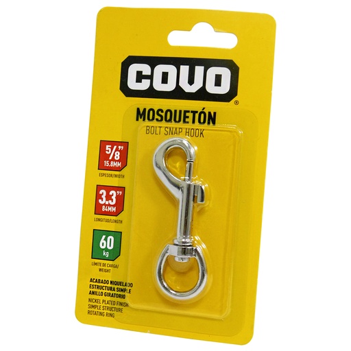 [8339] BANDOLA MOSQUETON 3.3" ANILLO GIRATORIO COVO