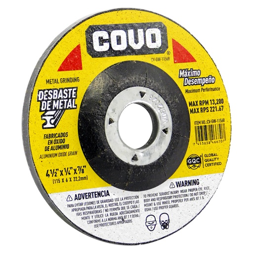 [8348] DISCO DE DESBASTE 4 1/2" DE METAL COVO
