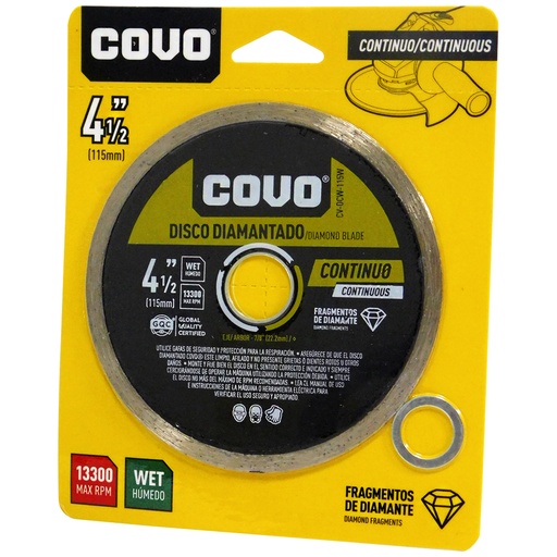 [8350] DISCO DIAMANTADO 4 1/2" X 7/8" CORTE CONTINUO COVO