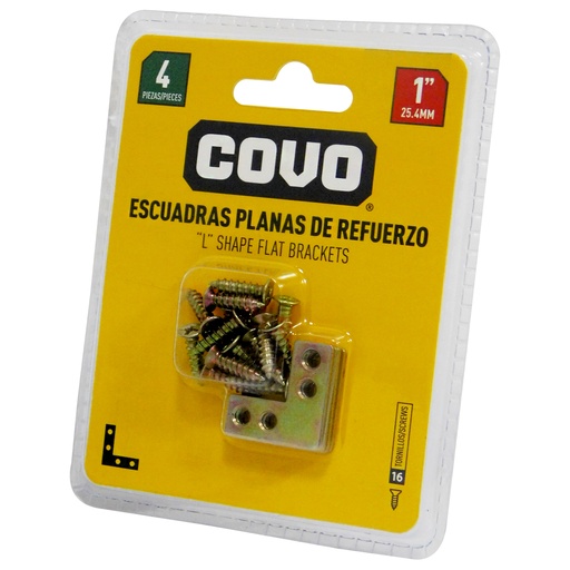 [8357] ANGULO PLANO 1" ACERO 4 PZAS COVO