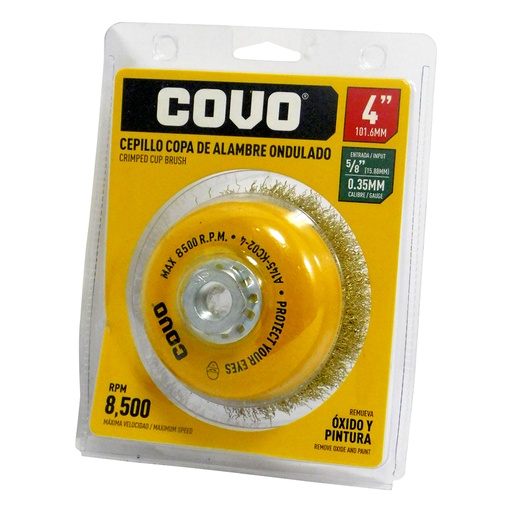 [8358] DISCO CEPILLO COPA DE ALAMBRE 4" X 5/8" COVO