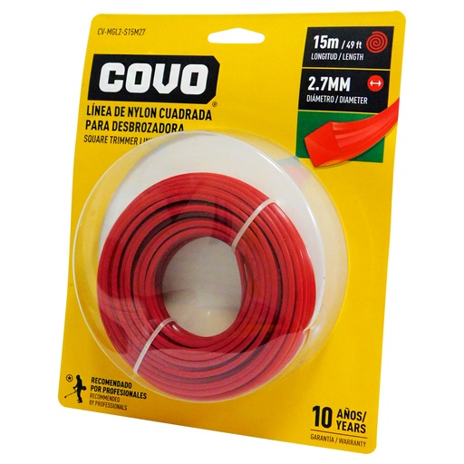[8450] NYLON CUADRADO PARA DESMALEZADORA 15MT X 2.7MM COVO