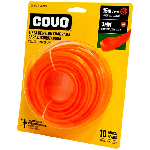 [8451] NYLON CUADRADO PARA DESMALEZADORA 15MT X 3MM COVO