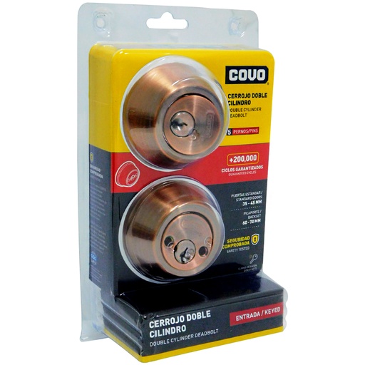 [8472] CERROJO DOBLE CILINDRO 45MM BRONCE COVO