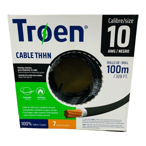 [8503] CABLE ELECTRICO 10 AWG NEGRO 7 HILOS TROEN