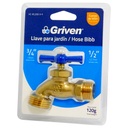 LLAVE DE CHORRO 1/2" BRONCE SIN PICO GRIVEN