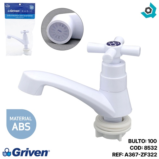 [8532] GRIFERIA PARA LAVAMANOS INDIVIDUAL ABS BLANCO GRIVEN