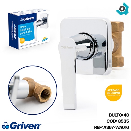 [8535] LLAVE PARA DUCHA 1/2" INDIVIDUAL GRIVEN