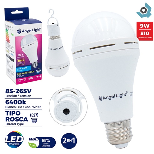[8576] BOMBILLO LED 9W RECARGABLE ANGEL LIGHT