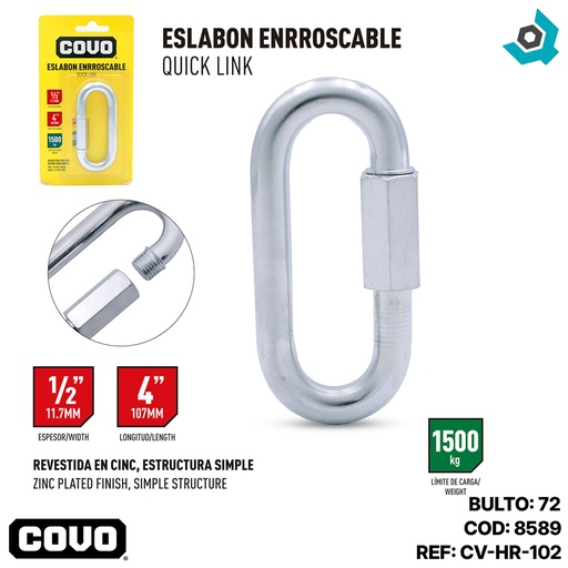[8589] BANDOLA CON SEGURO ENROSCABLE 4" COVO