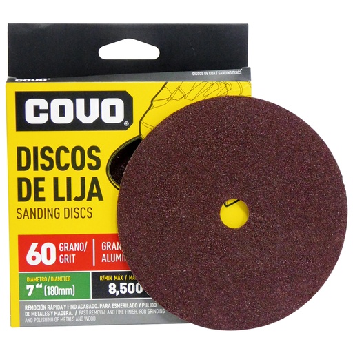 [8688] DISCO DE LIJA 7" X 7/8" GRANO 60 COVO
