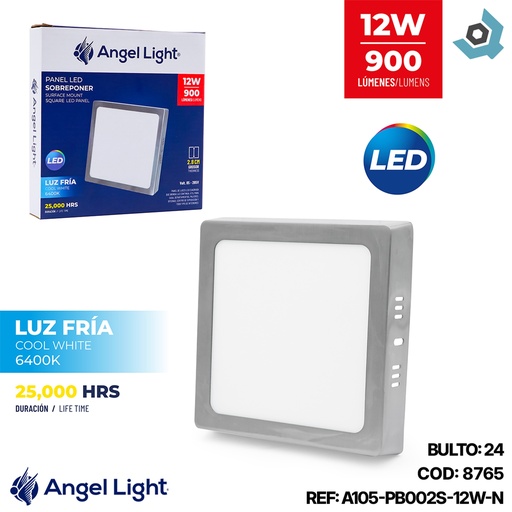 [8765] LAMPARA LED SUPERFICIAL CUADRADA 12W 6.7" LUZ BLANCA ANGEL LIGHT