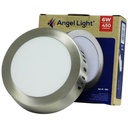 LAMPARA LED SUPERFICIAL REDONDA 6W NIQUELADA LUZ BLANCA ANGEL LIGHT
