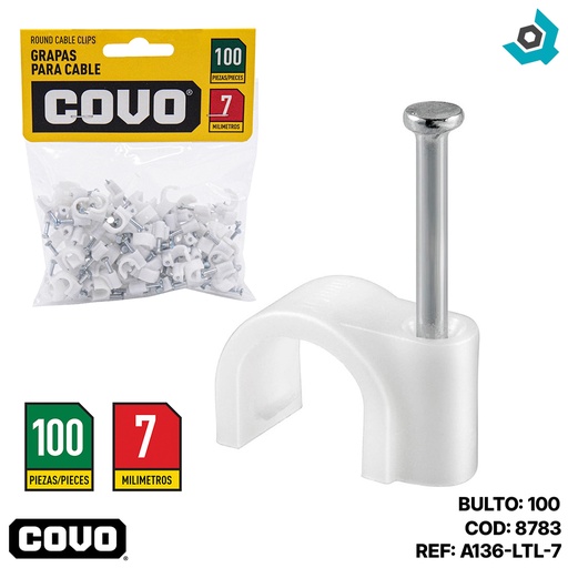 [8783] GRAPAS PARA CABLES 7MM COVO