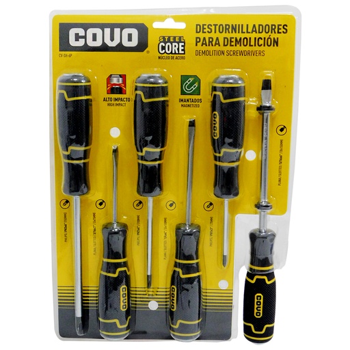 [8817] SET DE DESTORNILLADORES 6 PIEZAS PALETA Y ESTRIA COVO