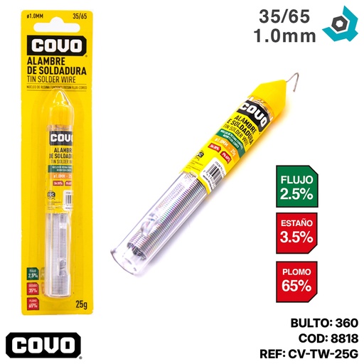 [8818] ALAMBRE PARA SOLDADURA DE ESTANO 1.0MM COVO