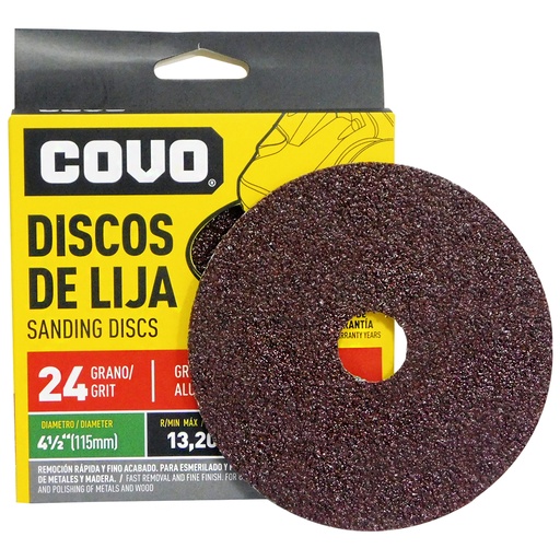 [8820] DISCO DE LIJA 4 1/2" X 7/8" GRANO 24 COVO