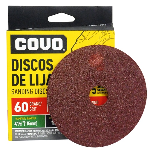 [8822] DISCO DE LIJA 4 1/2" X 7/8" GRANO 60 COVO